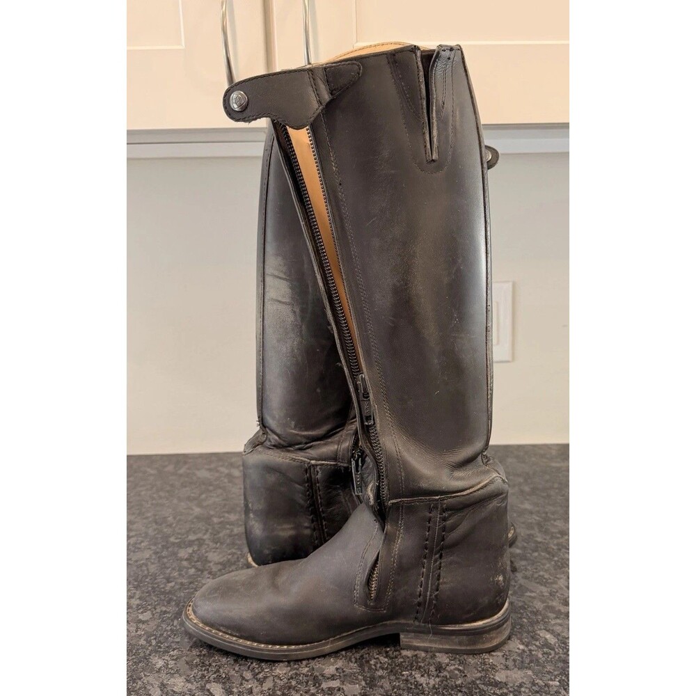 Ariat Tall Black Leather Riding Boots Equestrian Western Quiet Luxury Zip 8.5B